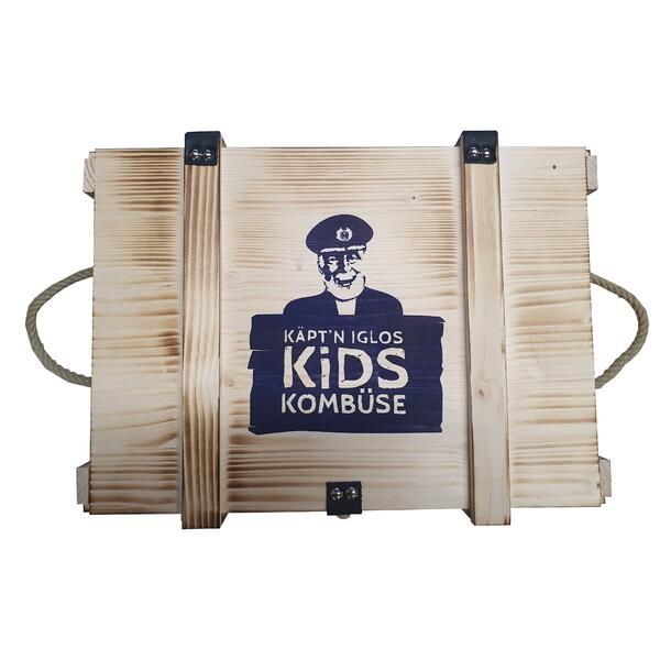 Holzkiste mit Siebdruck